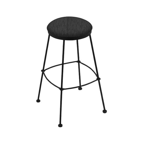 25" Stationary Counter Stool, Black Wrinkle, Graph Coal Seat